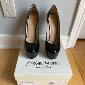 Brand New YSL Blk Grained Leather Tribtoo Pumps